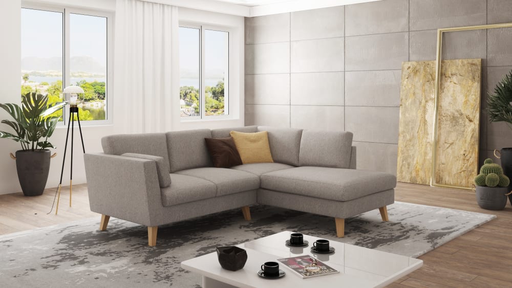 Canapé d’angle en microfibre beige foncé