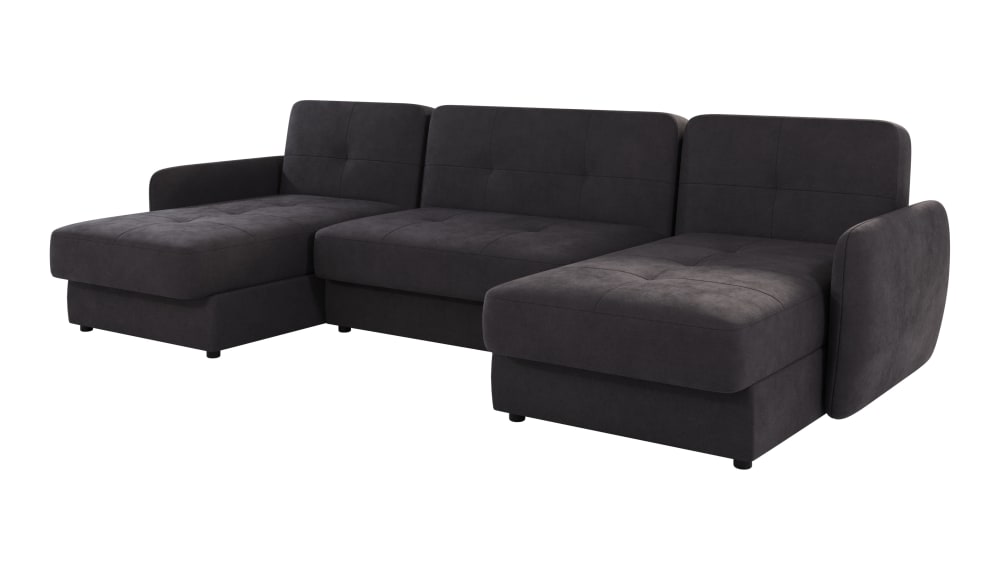 Canapé panoramique avec fonction couchage en microfibre
