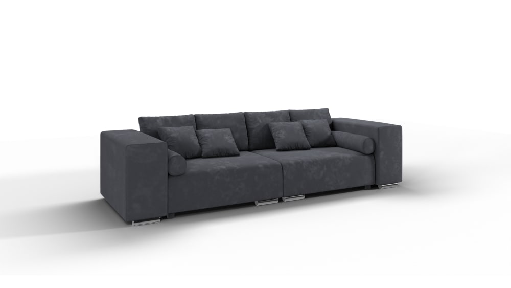 S-Style Modernes Big Schlafsofa 5-Sitzer aus Mikrofaser-Stoff, Graphit style modern Schwarz Mikrofaser