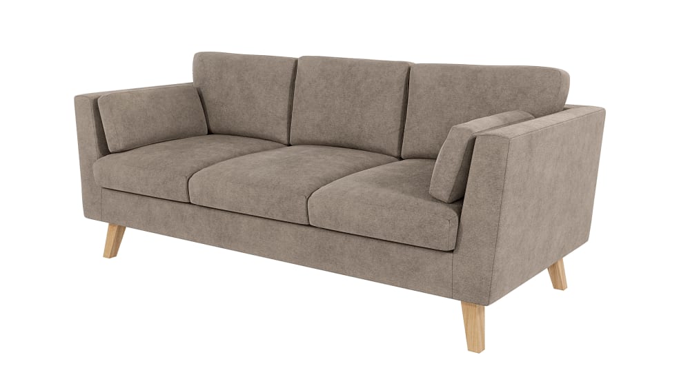 Canapé 3 places en microfibre beige foncé 206x89x90 cm