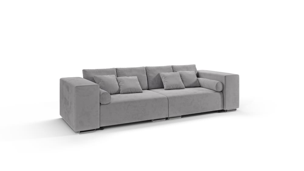 S-Style Modernes Big Schlafsofa 5-Sitzer aus Mikrofaser-Stoff, Grau style modern Grau Mikrofaser