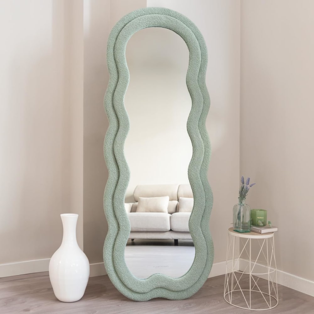 Grand Miroir Mural Asymétrique Teddy 160x60x4 cm Vert