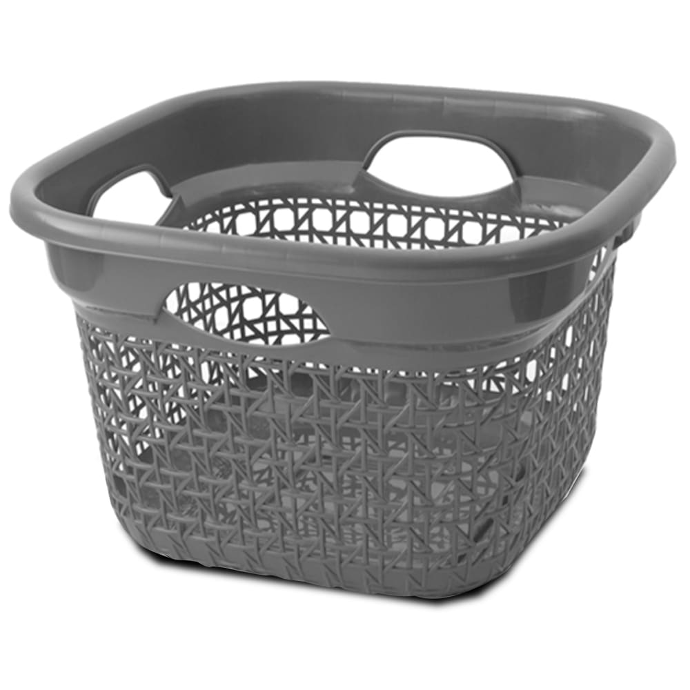 Set de 2 paniers carrés buanderie plastique blanc et gris 45l - Maisons du Monde