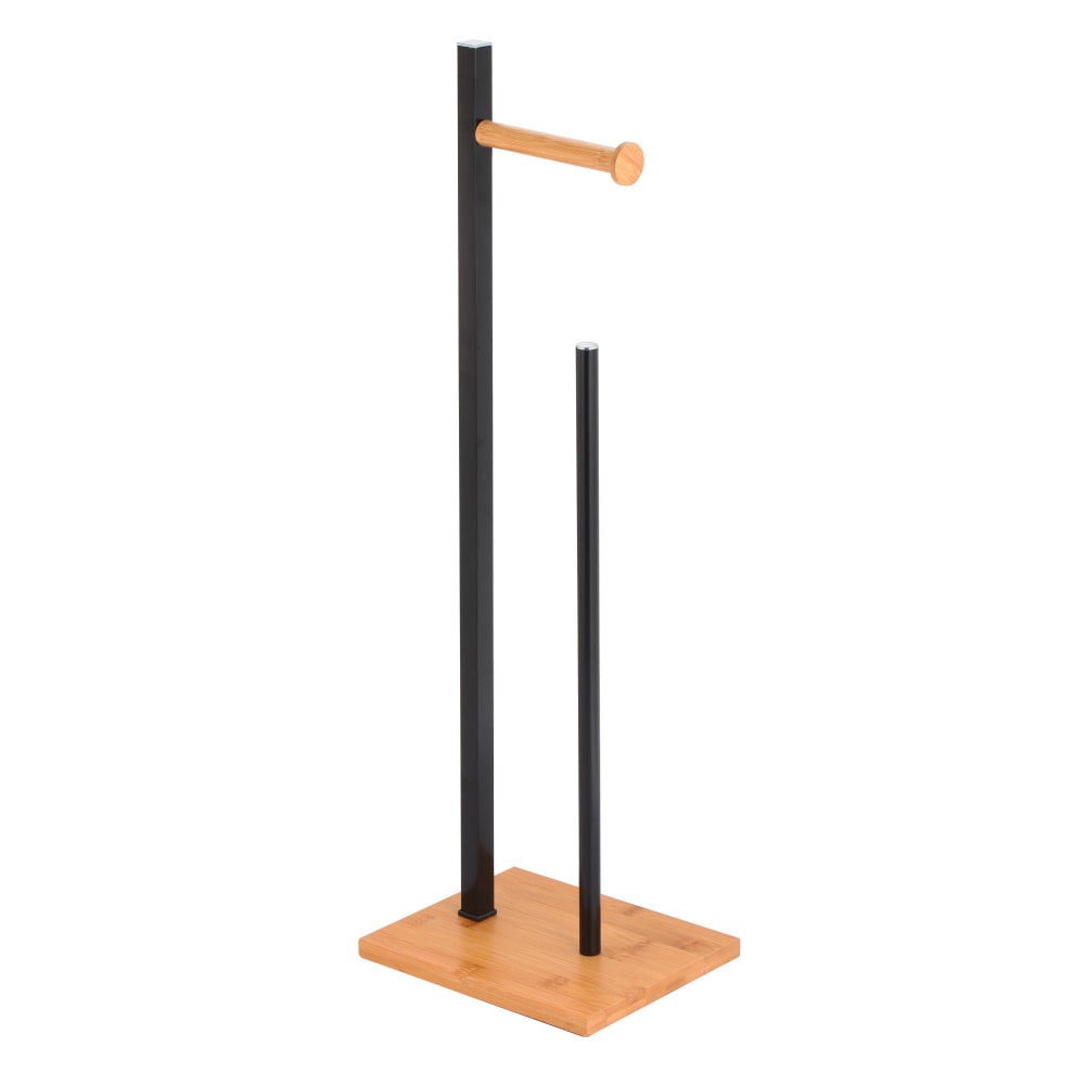 Dérouleur papier toilette bambou et noir 22x16x66.5cm