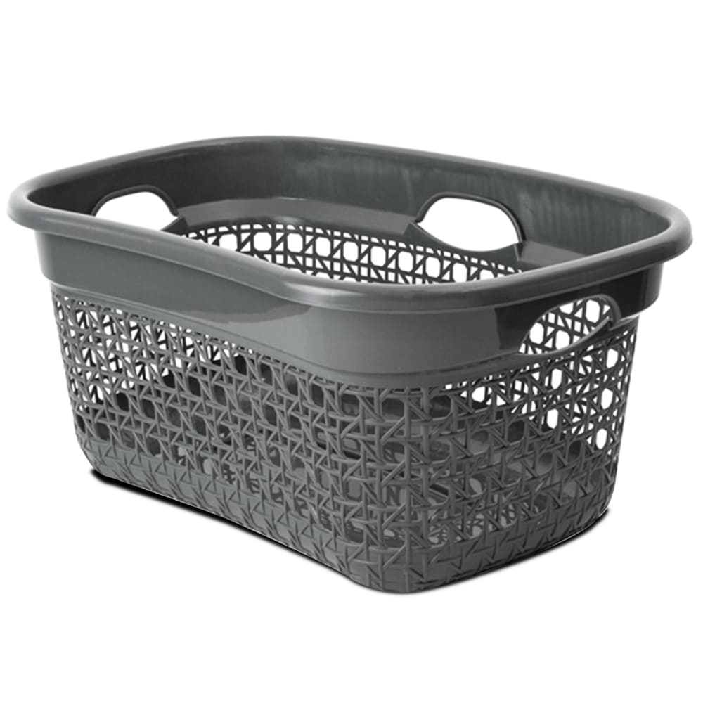 Set de 2 paniers buanderie plastique blanc, gris 60l - Maisons du Monde