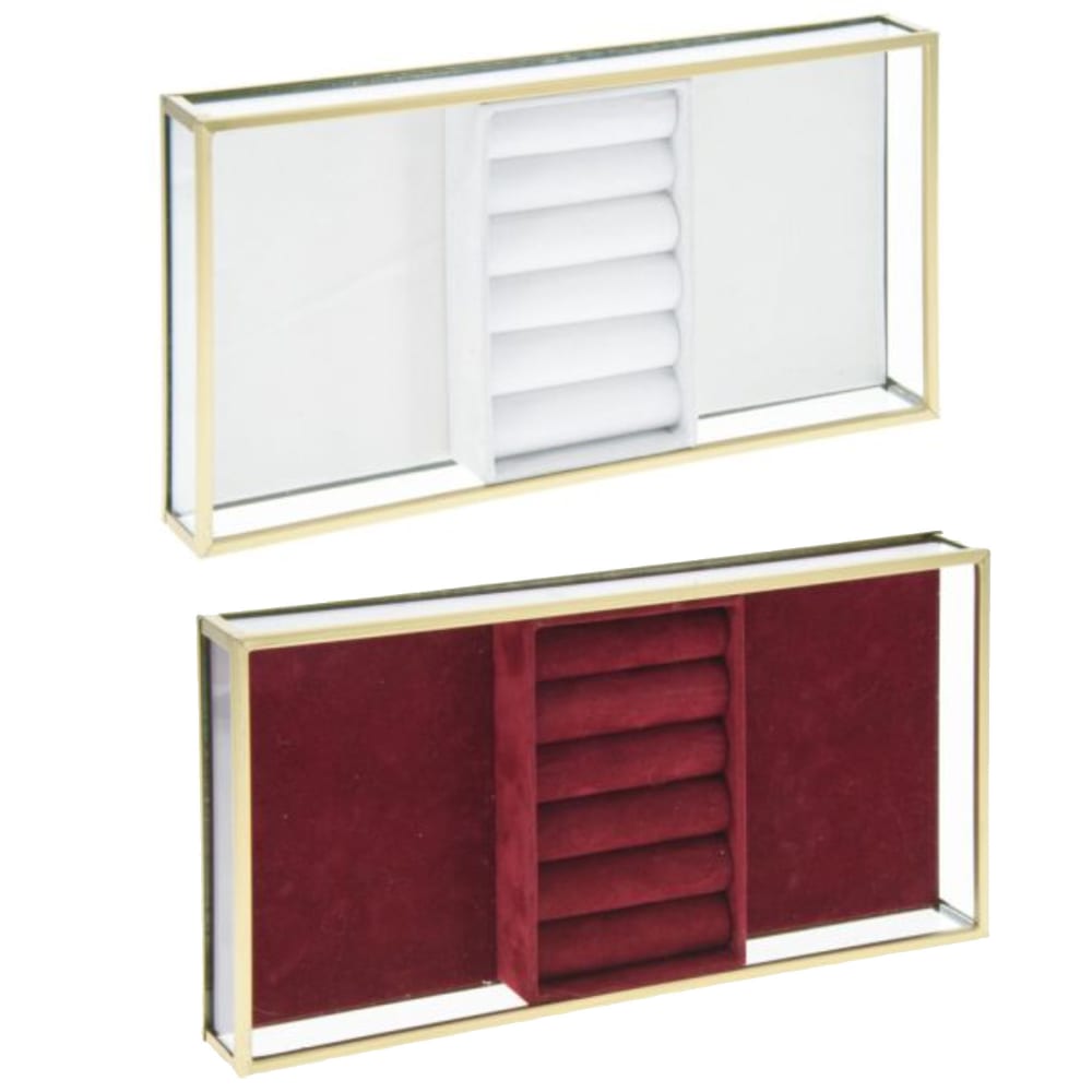 Wadiga Set de 2 présentoirs à bijoux en métal doré et verre 26x13cm
