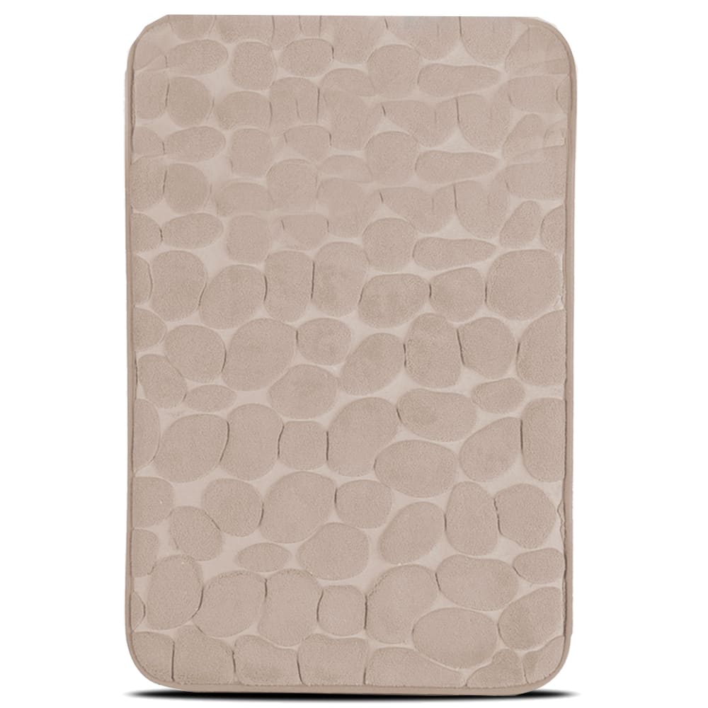 Urban Living Tapis de bain mémoire de forme motifs galets taupe 60x40cm Gris Pes - Polyester