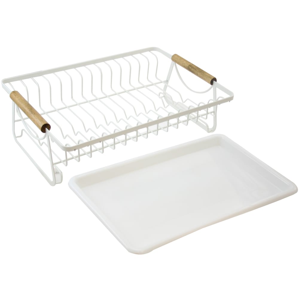 Égouttoir à vaisselle blanc et bois 39.8x29.4x14cm - Maisons du Monde