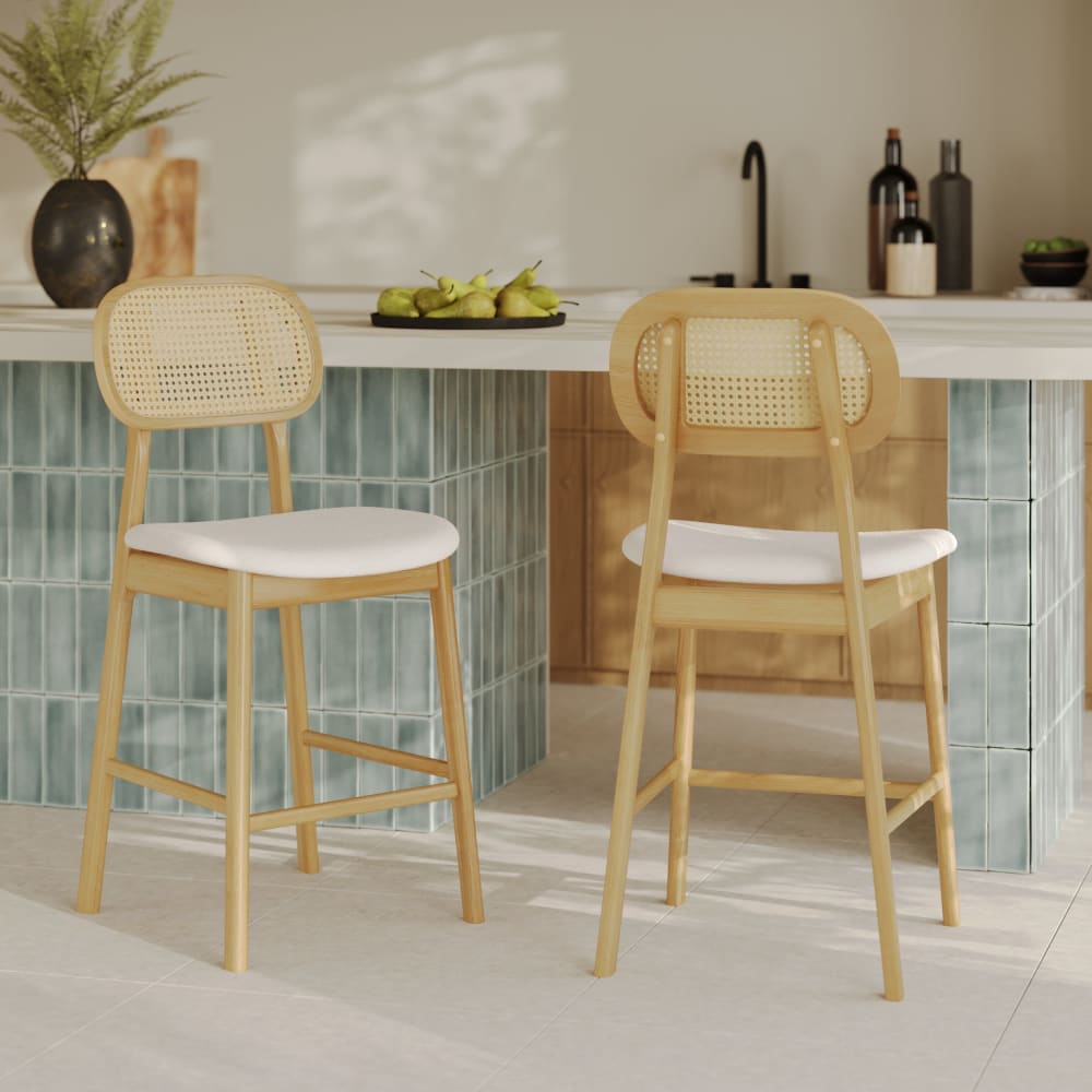 Lot de 2 chaises pour îlot central 64,5 cm en tissu beige