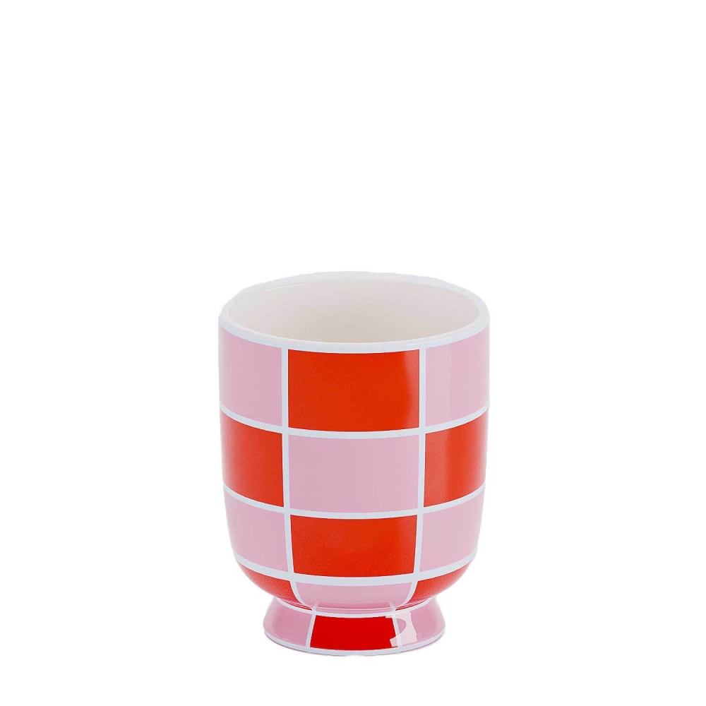 Vase décoratif en céramique à damier orange 12,2cmx10,2cm