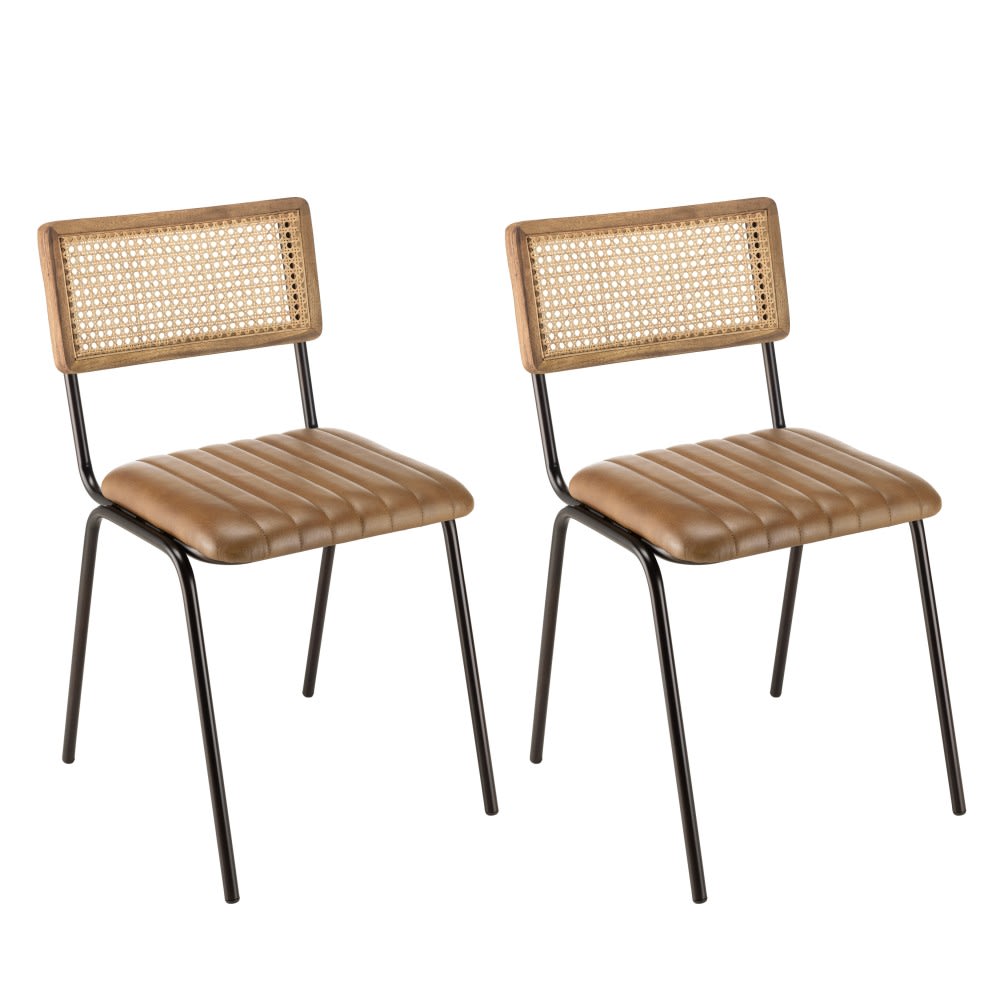 Lot de 2 chaises manguier - cuir