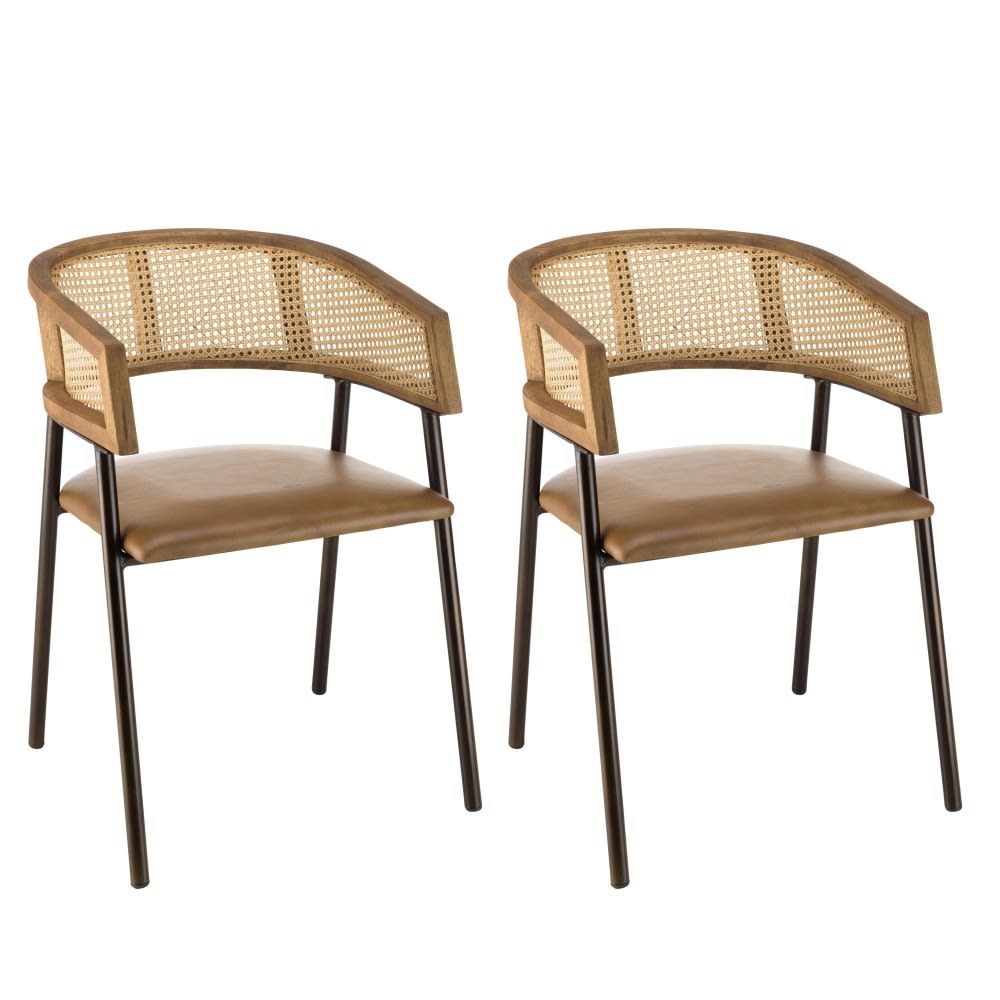 Lot de 2 fauteuils assise - rotin dossier