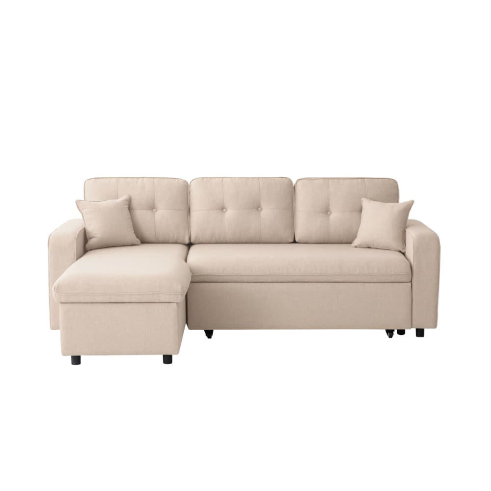 Canapé d'angle convertible réversible en tissu - Beige