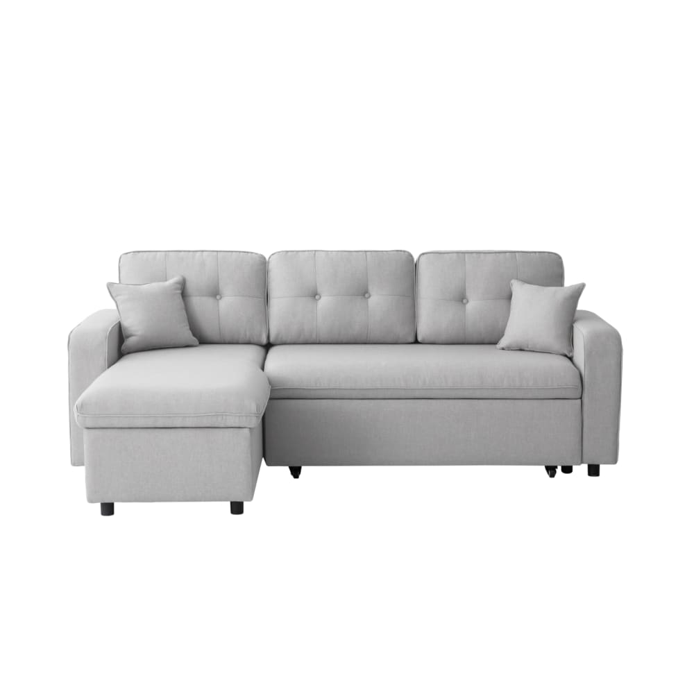 Canapé d'angle convertible réversible en tissu - Gris clair