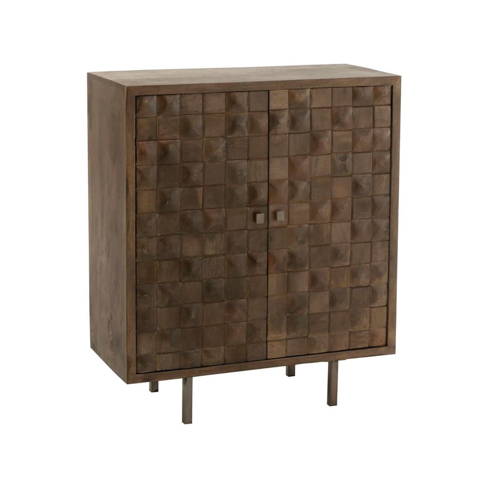 Buffet 2 portes 89x42x104 cm en manguier et métal gris - rulik