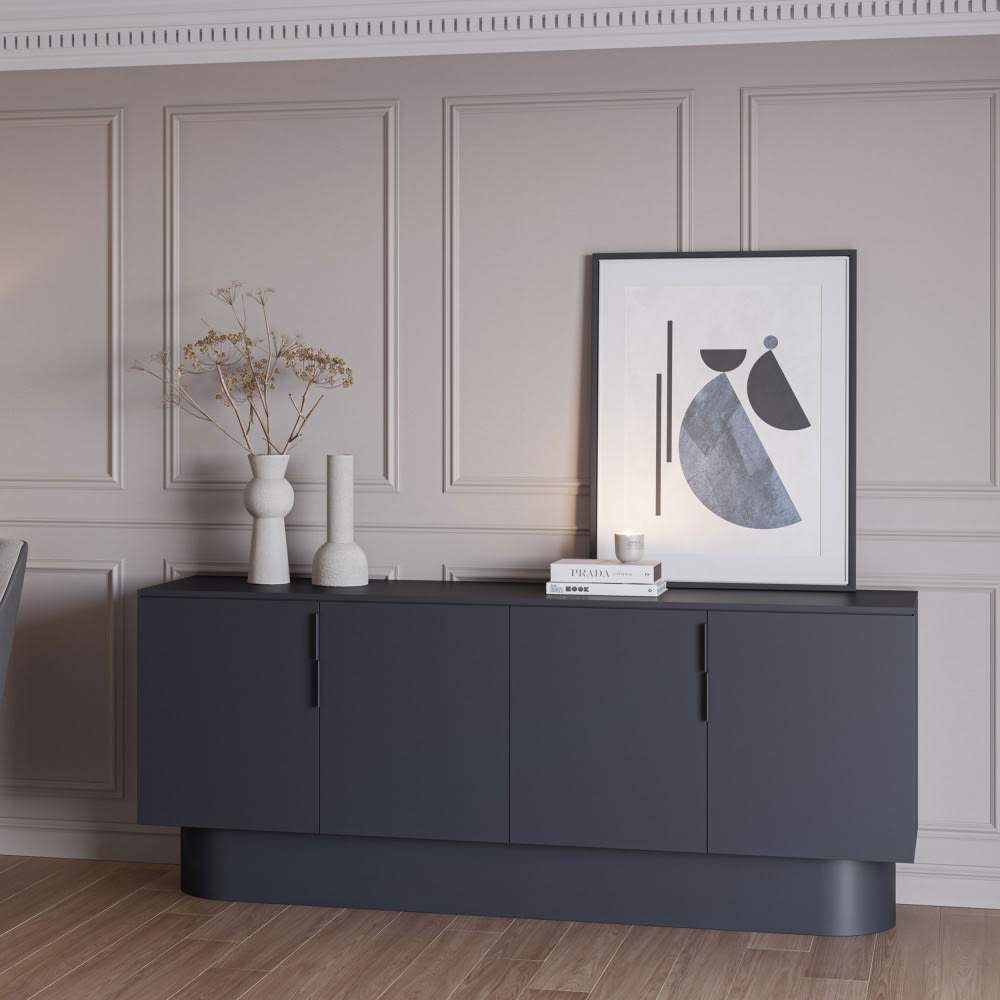 Buffet 4 portes en bois l200 cm - gris anthracite - Maisons du Monde