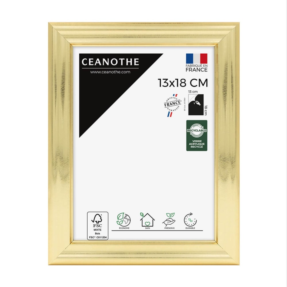 Cadre photo doré 13x18 cm résine recyclée