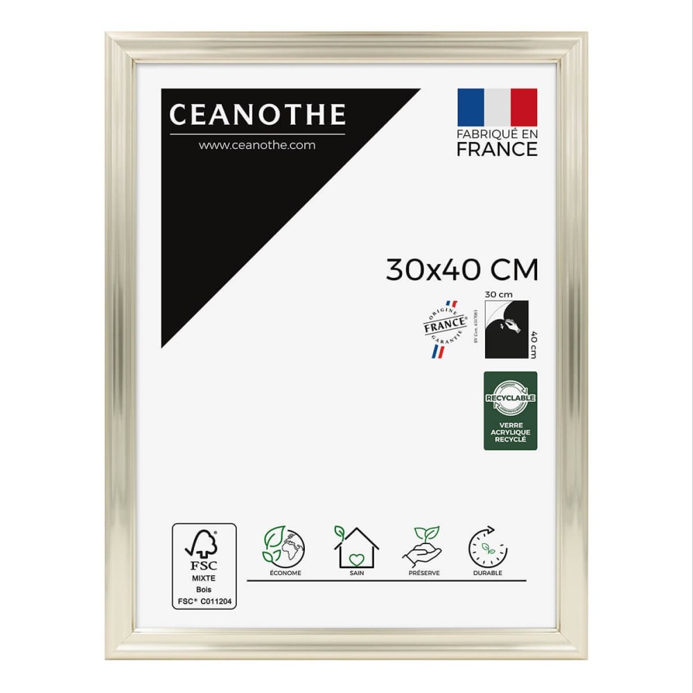 Cadre photo blanc doré 30x40 cm résine recyclée