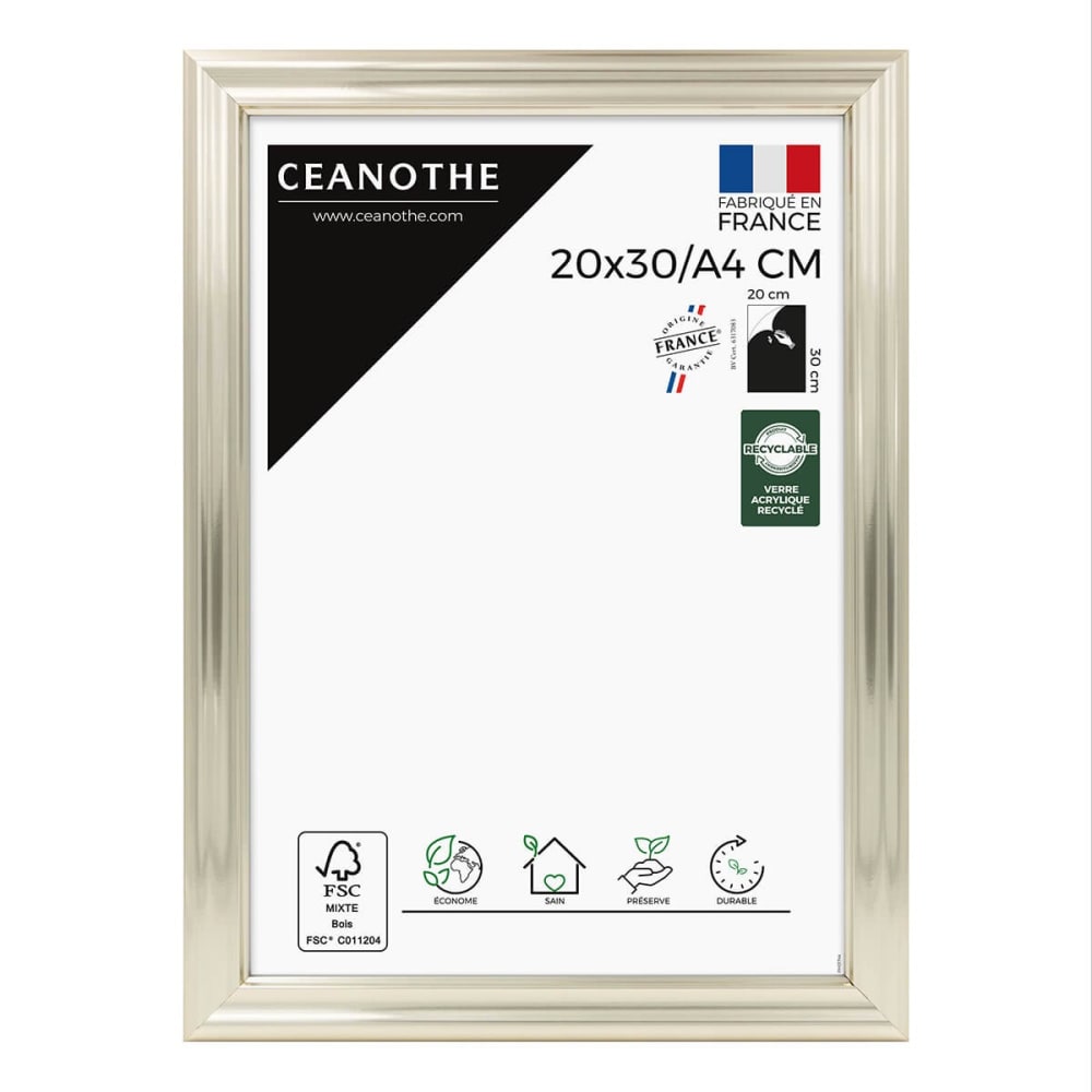 Cadre photo blanc doré 20x30/A4 cm résine recyclée