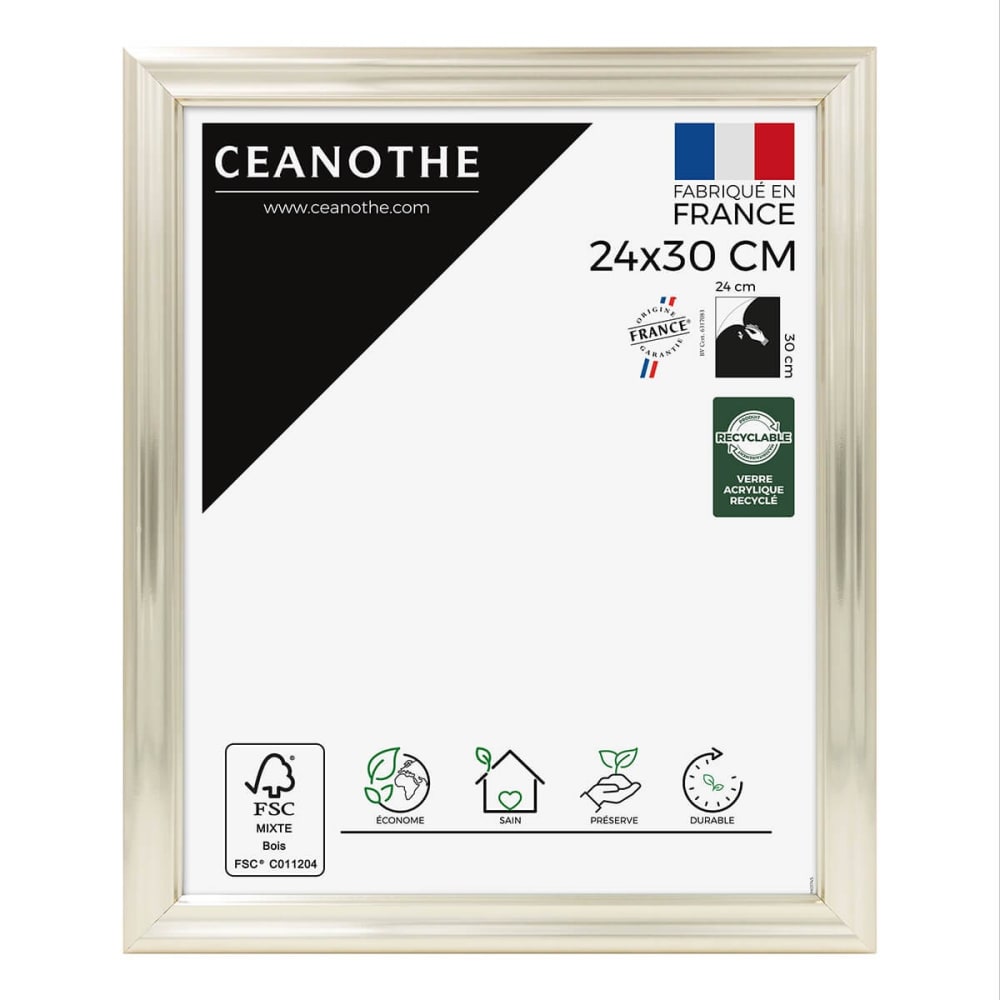 Cadre photo blanc doré 24x30 cm résine recyclée