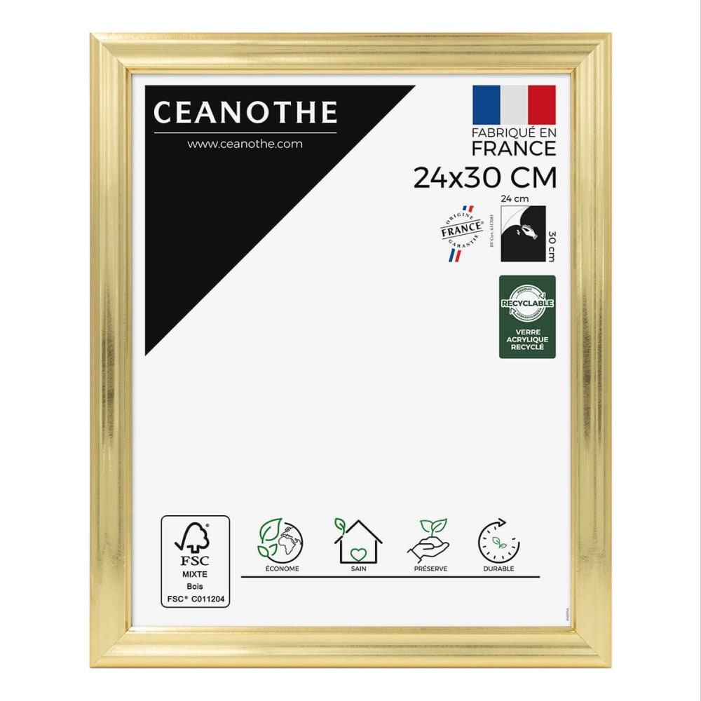 Cadre photo doré 24x30 cm résine recyclée