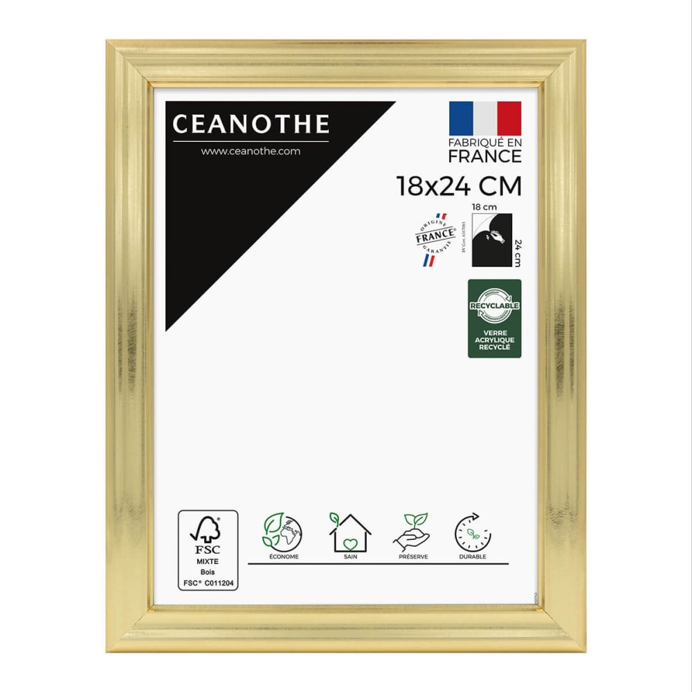 Cadre photo doré 18x24 cm résine recyclée