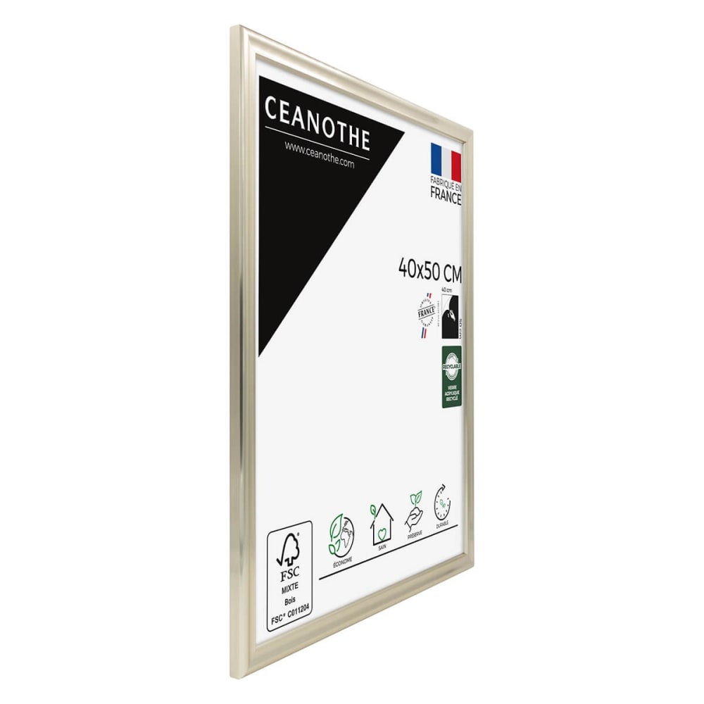 Cadre photo blanc doré 40x50 cm résine recyclée — vue 4