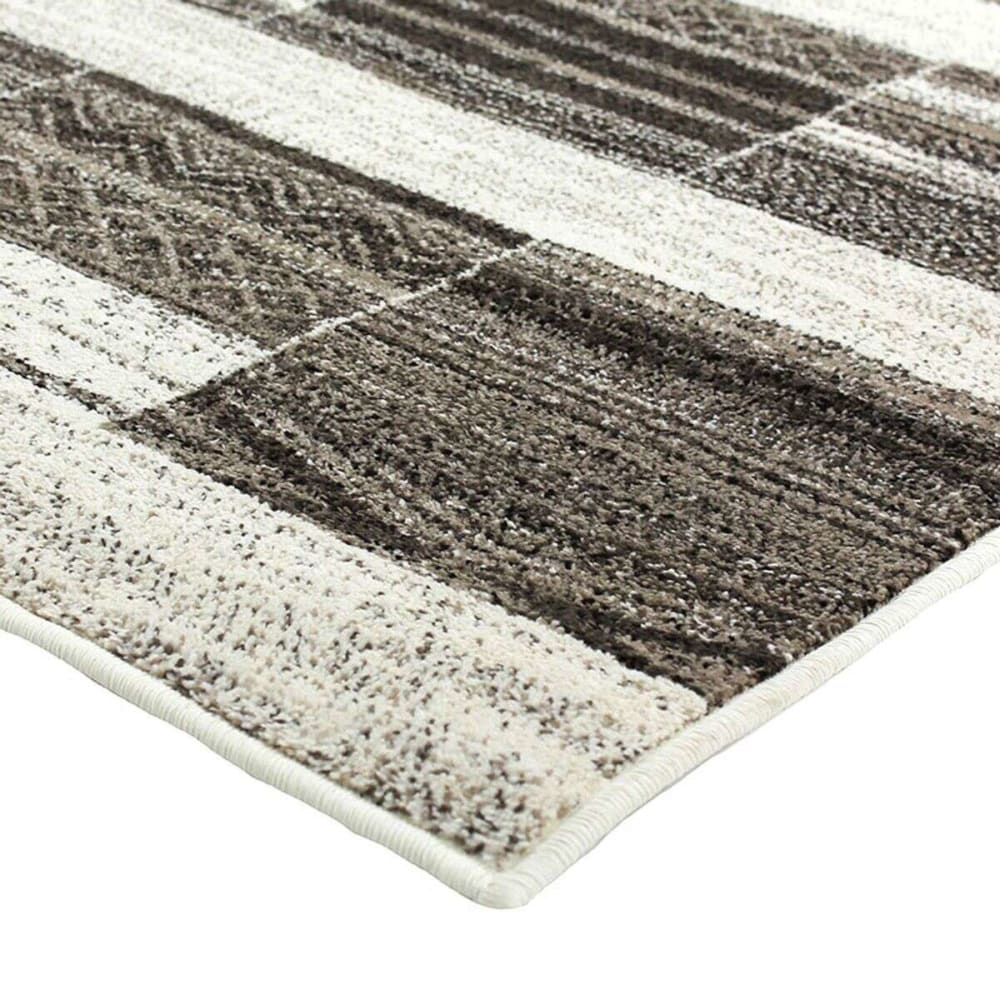 Tapis toucher laineux à motifs carrés et scandinaves beige 133x190 — vue 4