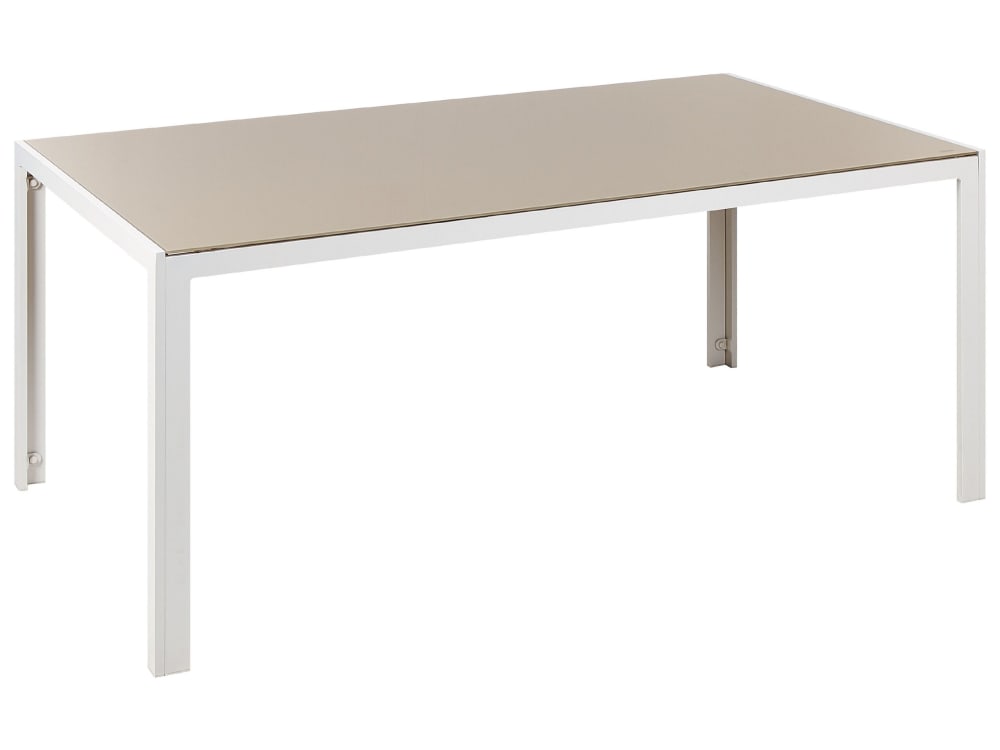 Table de repas 6 personnes en verre de sécurité beige
