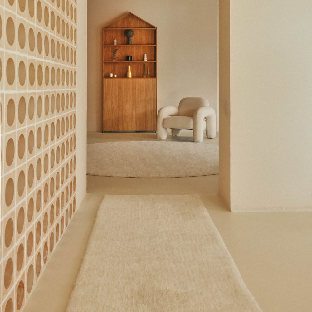 Waschbarer Wollteppich, natur 70x200 - Maisons Du Monde