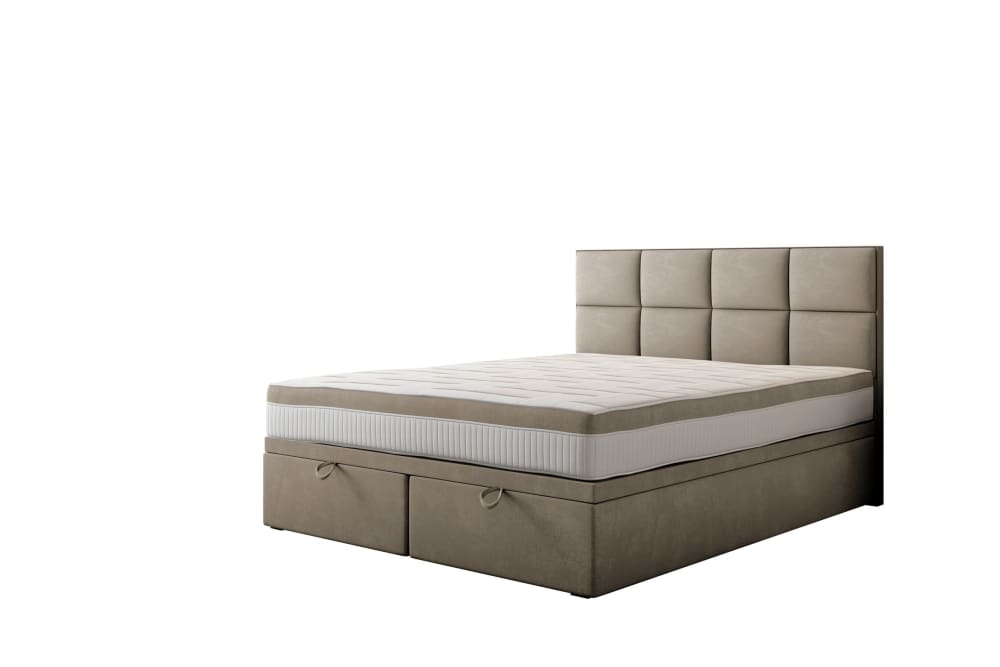 Ensemble sommier et matelas en velours beige 160x200