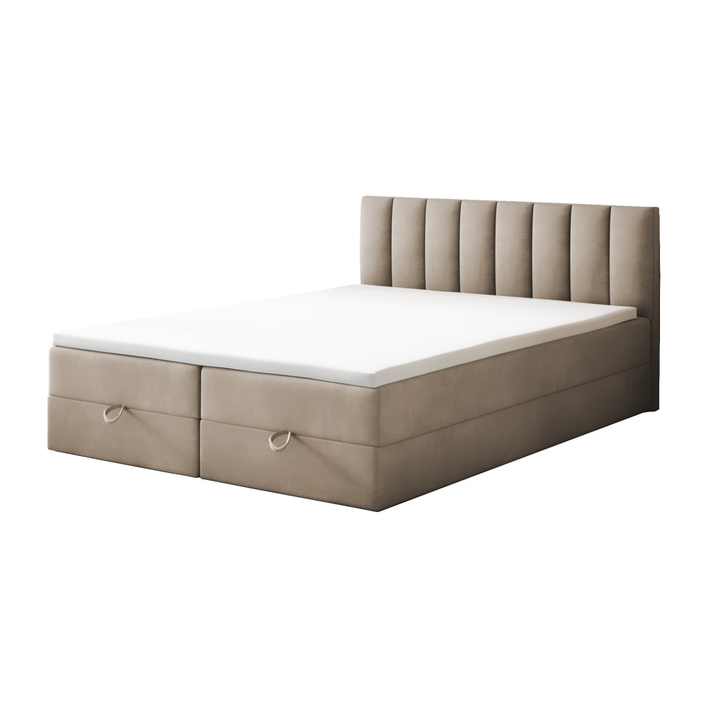 Ensemble sommier et matelas en velours beige 160x200