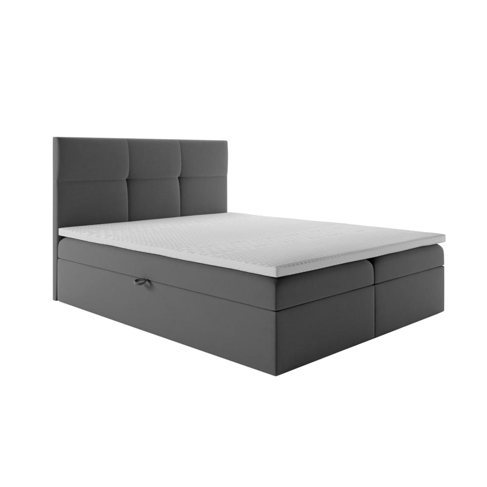 Trada Boxspringbett 180x200 mit Bettkasten und Matratze Grau Samt