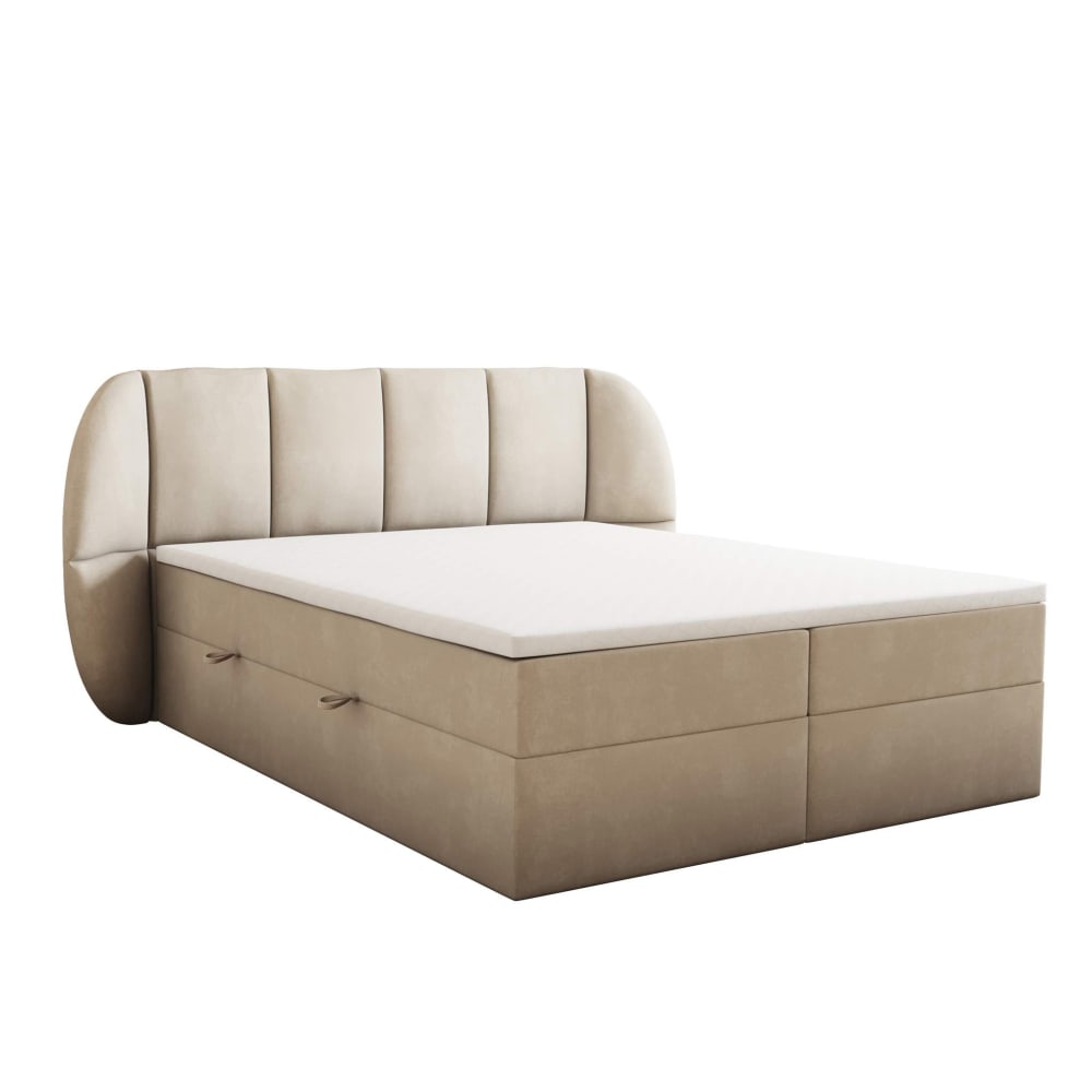 Ensemble sommier et matelas en velours beige 180x200