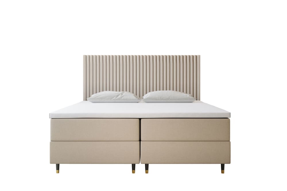 Ensemble sommier et matelas en velours beige 200x200