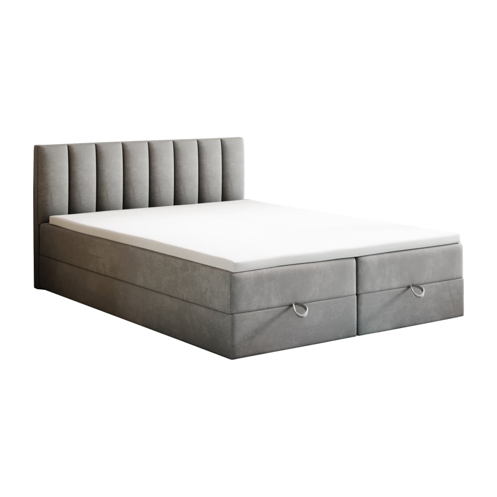 Ensemble sommier et matelas en velours gris clair 180x200