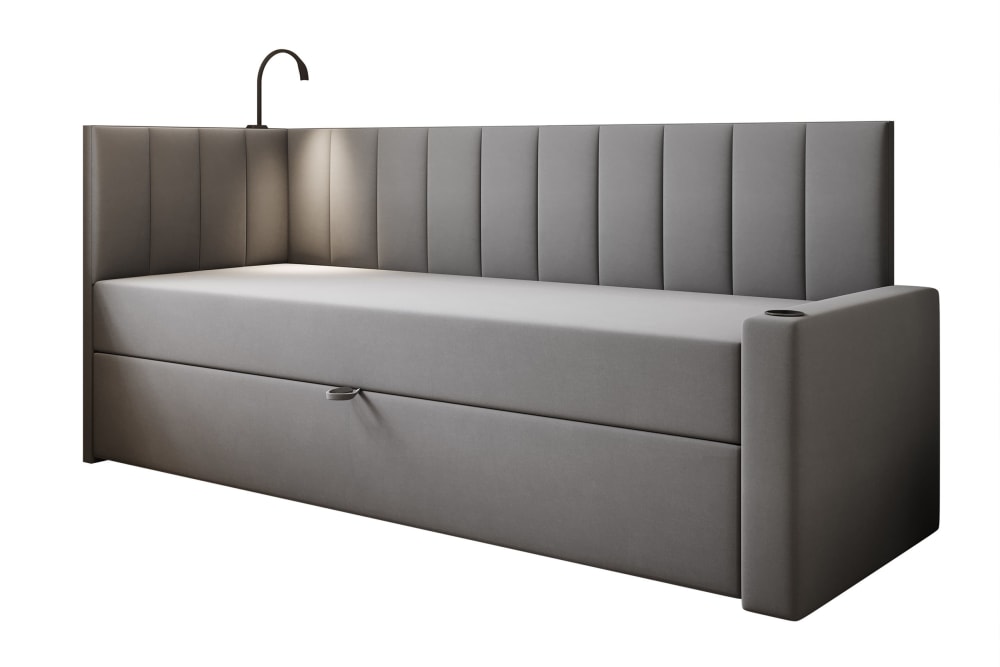 Lit en velours gris 90x200 Lit en velours gris 90x200