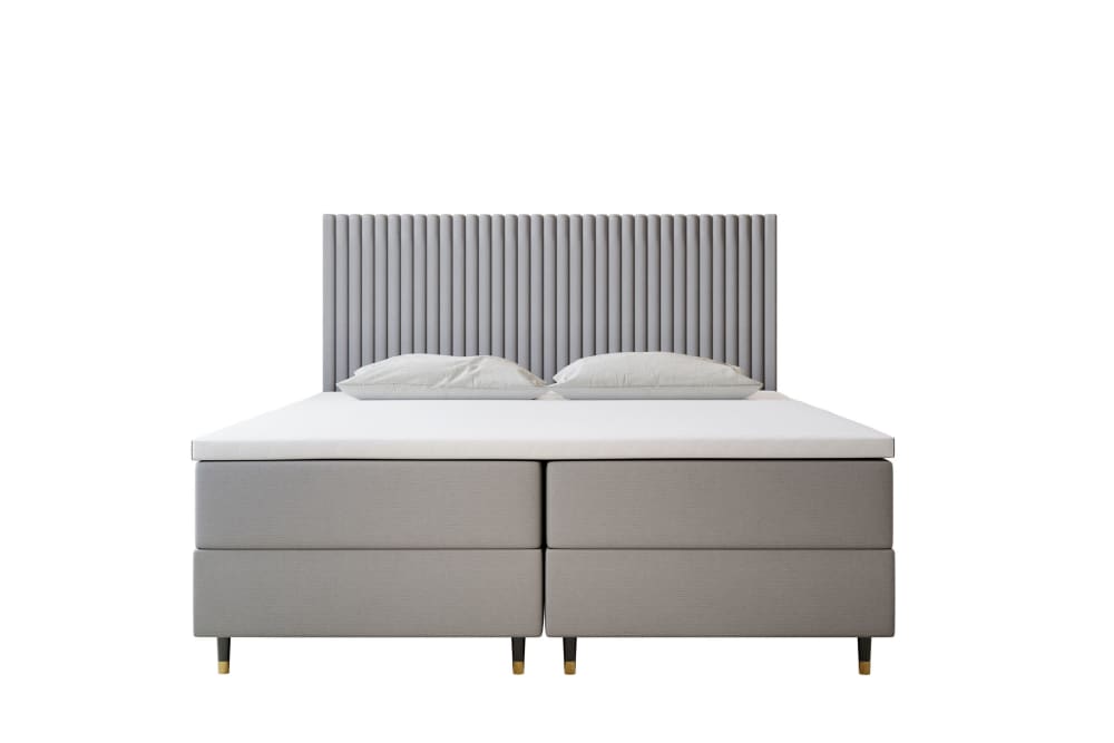 Trada Boxspringbett 140x200 mit Bettkasten und Matratze Grau Samt