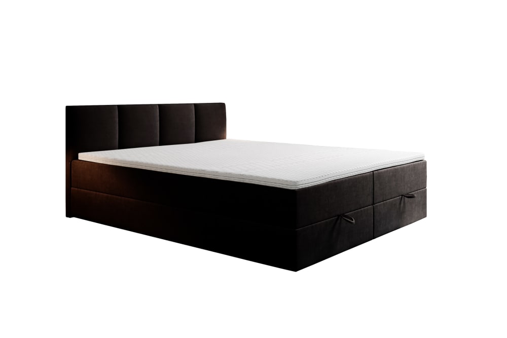 Ensemble sommier et matelas en velours noir 200x200