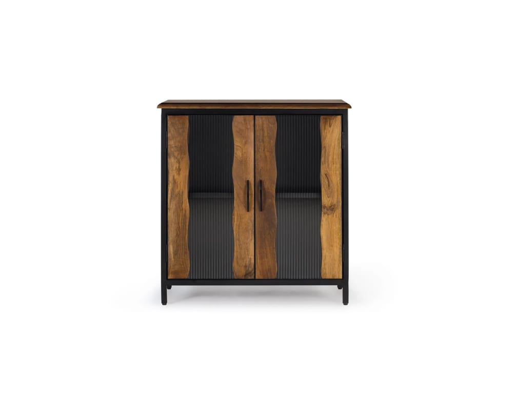 GINER Y COLOMER Sideboard aus Mangoholz und schwarzem Metall style industrial Braun