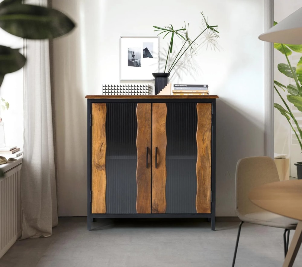 Buffet bois manguier et métal noir - Maisons du Monde