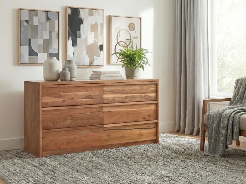Buffet en bois d'acacia teinte naturelle
