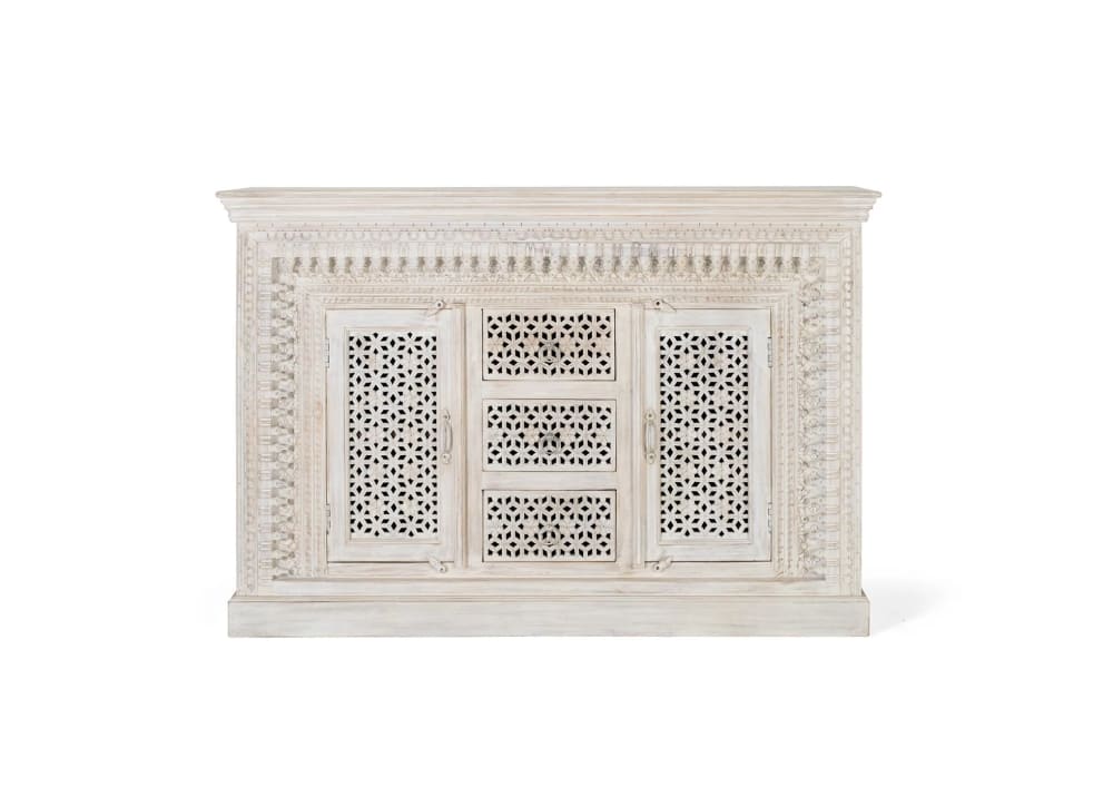 GINER Y COLOMER Sideboard aus gealtertem weißem Mangoholz style seaside - -