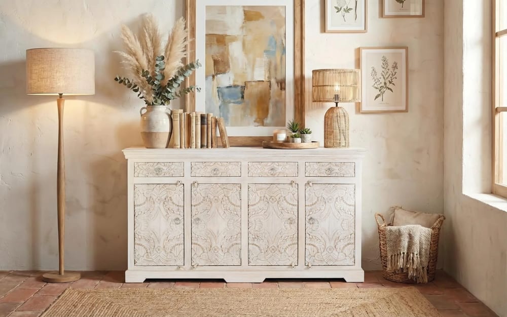 Buffet en bois manguier blanc vieilli - Maisons du Monde