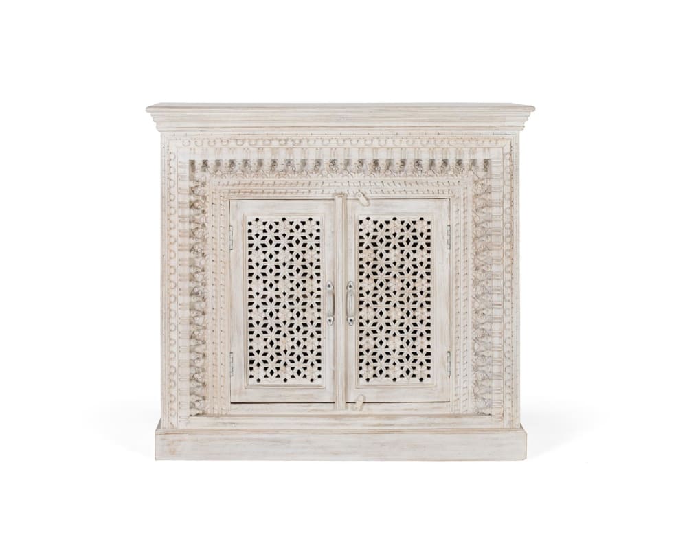 Buffet en bois manguier blanc vieilli