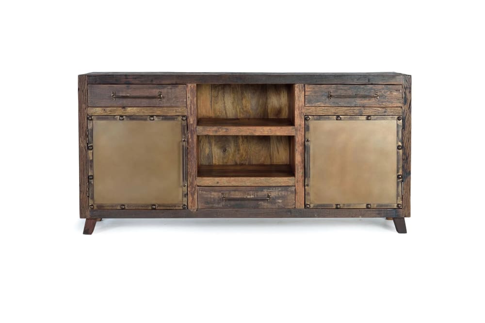 GINER Y COLOMER Sideboard aus recyceltem Holz und Metall style landhaus Braun Holz