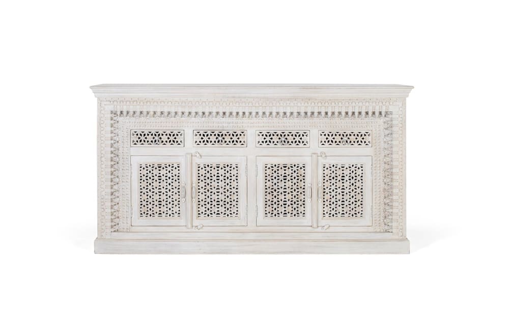 Buffet en bois manguier blanc vieilli