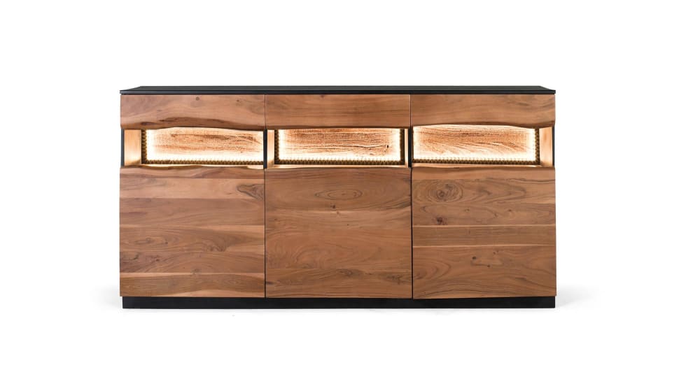 Buffet en bois d'acacia naturel et noir 180 cm