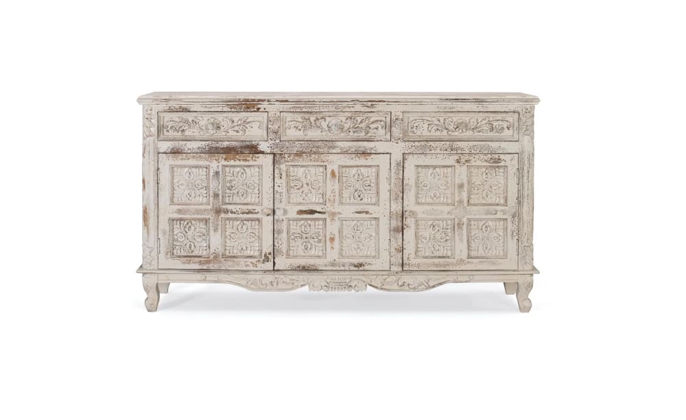 GINER Y COLOMER Weißes Sideboard aus rissigem Mangoholz style landhaus Weiß