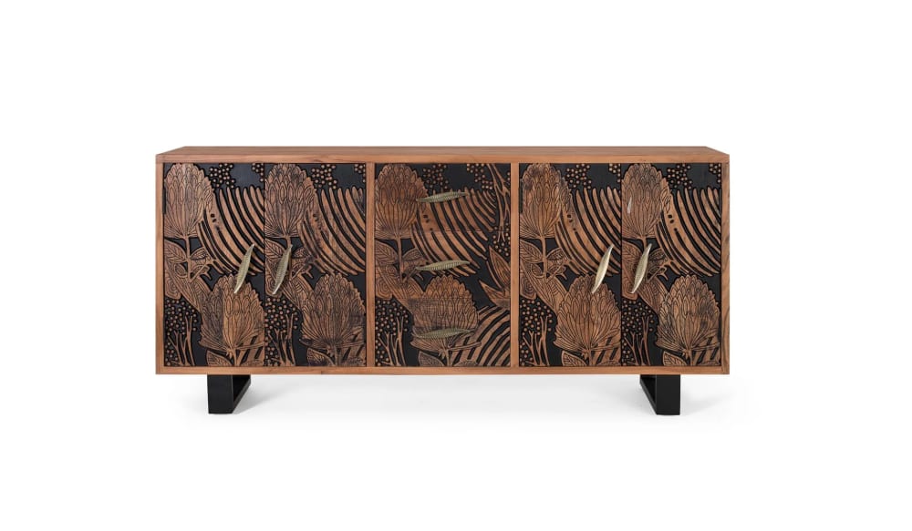 GINER Y COLOMER Sideboard aus Akazienholz und Metall style landhaus Braun